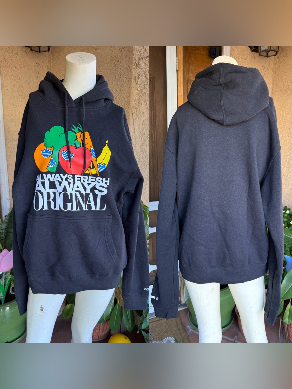 Adidas Men’s Hoodie with Multicolor Fruit Graphic MEDIUM